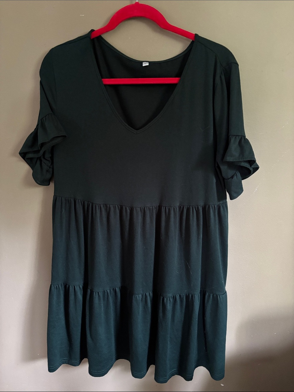 Women’s dark green V-Neck Tiered Ruffle Sleeve Top